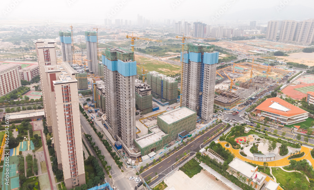 Buildings under construction in China from drone viewpoint