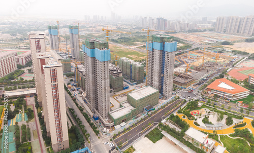 Buildings under construction in China from drone viewpoint