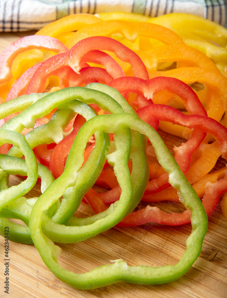 Colorful sliced bell peppers Colorful sliced bell peppers
