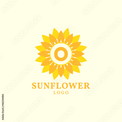 letter O sunflower warm and charming vector logo design