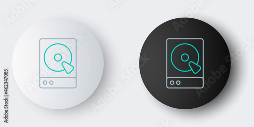 Line Hard disk drive HDD icon isolated on grey background. Colorful outline concept. Vector