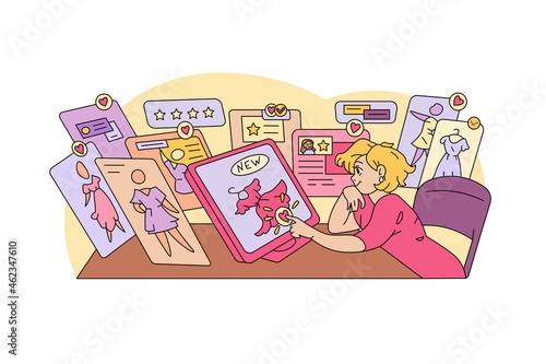 Girl ordering new clothes online