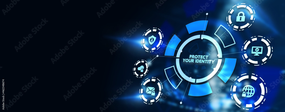 Cyber security data protection business technology privacy concept. 3d illustration. Protect your identity Cyber security data protection business technology privacy concept. 3d illustration. Protect your identity