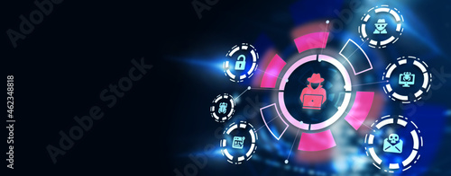Cyber security data protection business technology privacy concept. 3d illustration. Cyber crime
