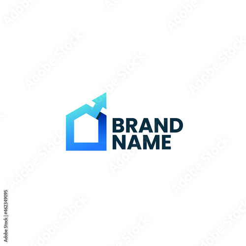 Up arrow direction home icon, arrow house logo design template.