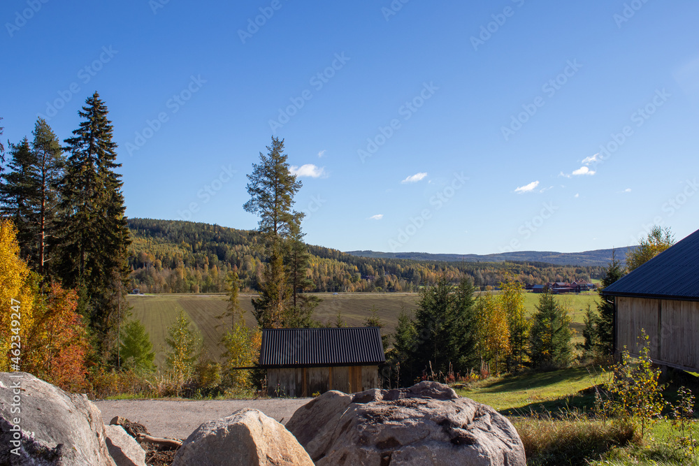 Sunny autumn day in Swedish countryside