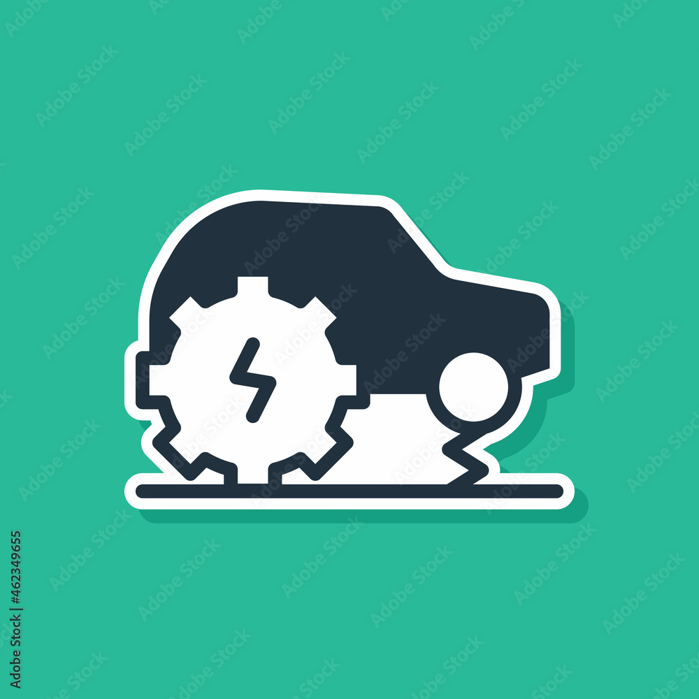 Blue Electric car service icon isolated on green background. Renewable eco technologies. Vector Blue Electric car service icon isolated on green background. Renewable eco technologies. Vector