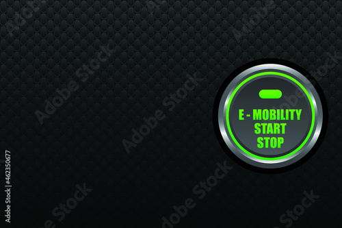 close up Green car button. Concept of e-mobility on  black background vector style
 ,illustration vector