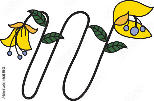 Font design in the form of flowers. Suitable for making logos or used to teach children.