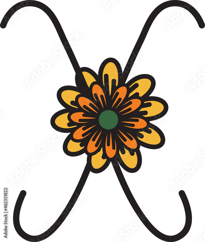 Font design in the form of flowers. Suitable for making logos or used to teach children.