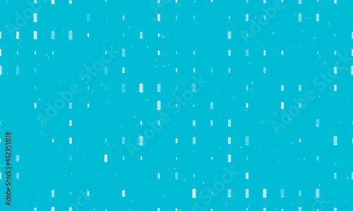 Seamless background pattern of evenly spaced white beer can symbols of different sizes and opacity. Vector illustration on cyan background with stars