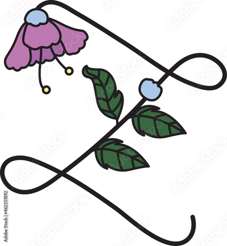 Font design in the form of flowers. Suitable for making logos or used to teach children.