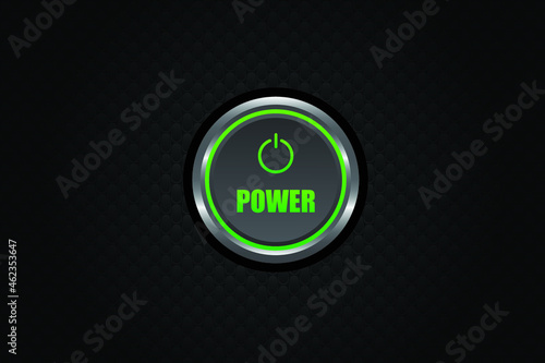 close up Green car button. Concept of e-mobility on  black background vector style
 ,illustration vector