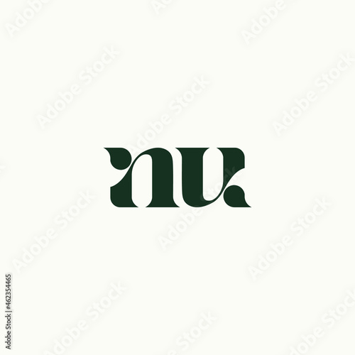 logo letter N and U with unique designs. Alphabet letters Initials Monogram logo NU, UN, N and U