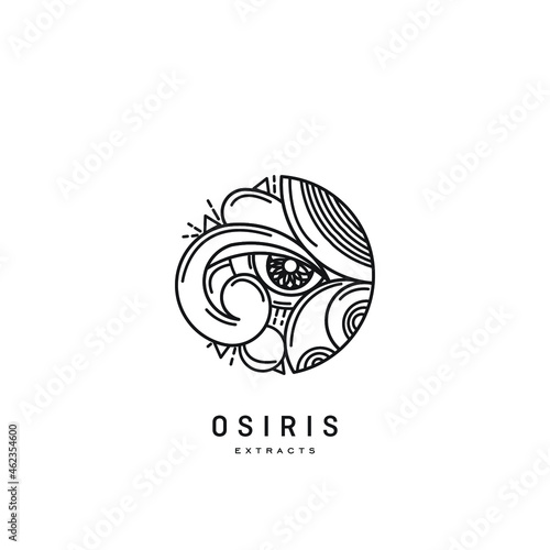 Horus eye. Egypt symbol. Ancient line logo. Abstract osiris Logo