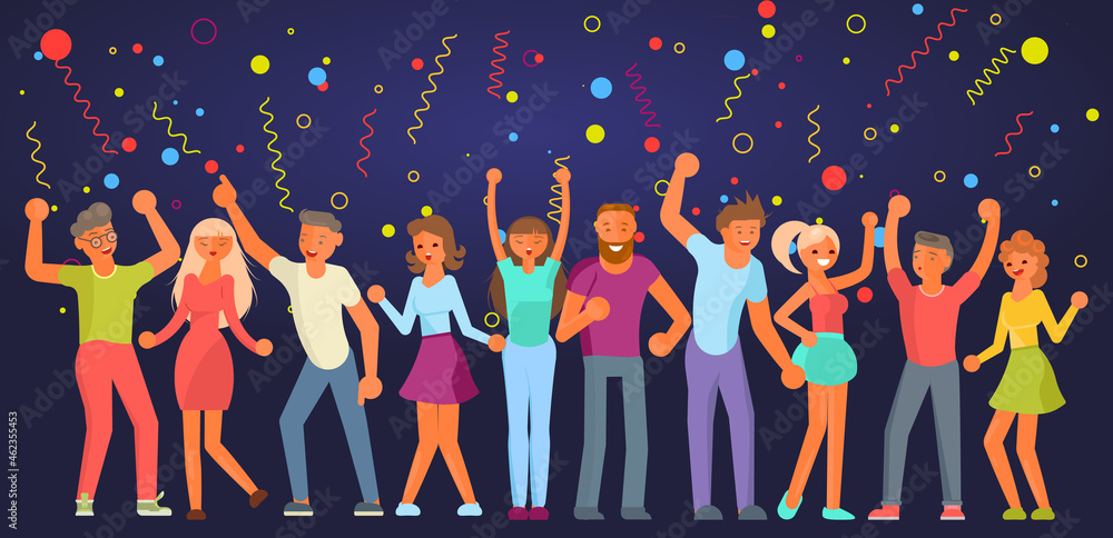 Group of young happy people dancing on night party Group of young happy people dancing on night party