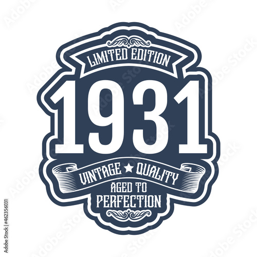 vintage 1931 Aged to perfection, 1931 birthday typography design for T-shirt