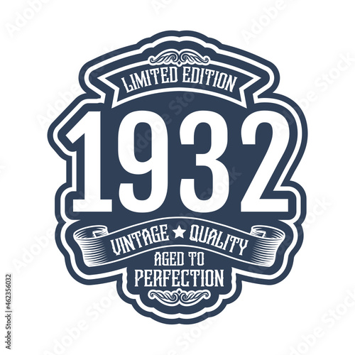 vintage 1932 Aged to perfection, 1932 birthday typography design for T-shirt