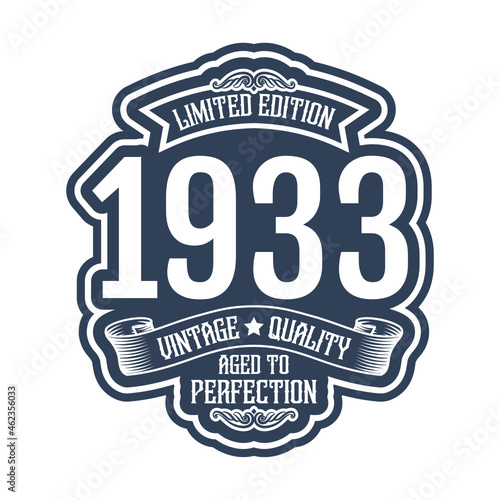 vintage 1933 Aged to perfection, 1933 birthday typography design for T-shirt