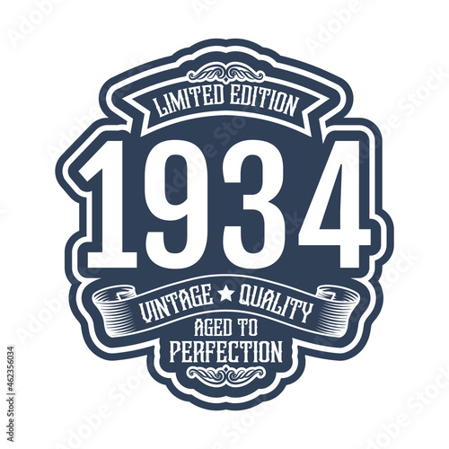 vintage 1934 Aged to perfection, 1934 birthday typography design for T-shirt