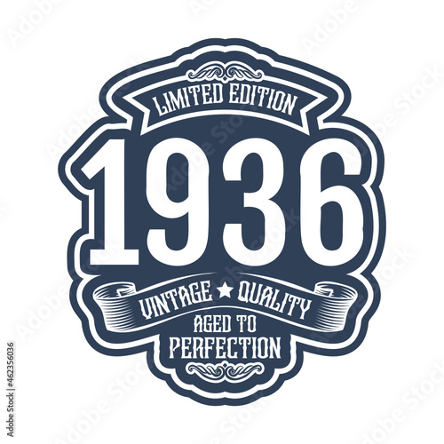 vintage 1936 Aged to perfection, 1936 birthday typography design for T-shirt