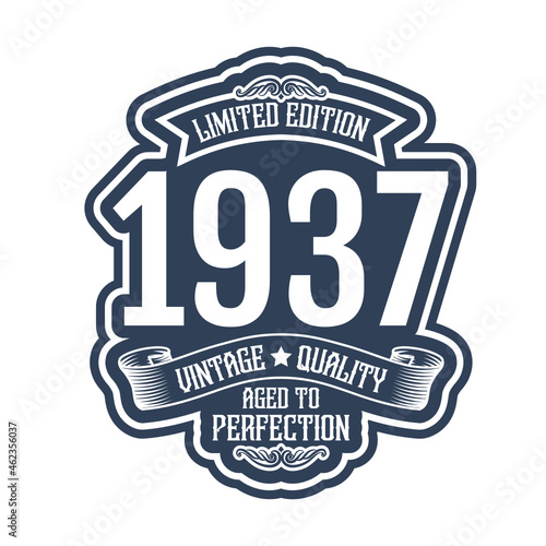 vintage 1937 Aged to perfection, 1937 birthday typography design for T-shirt