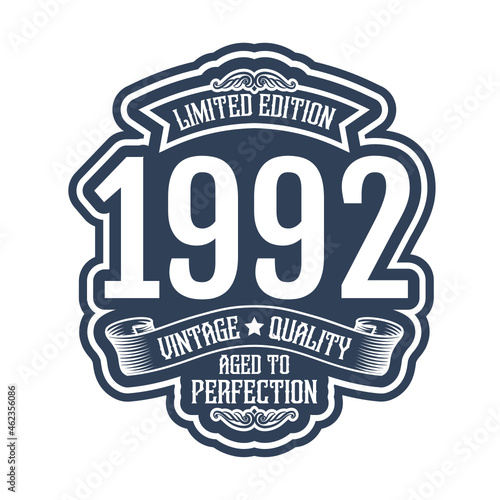 vintage 1992 Aged to perfection, 1992 birthday typography design for T-shirt