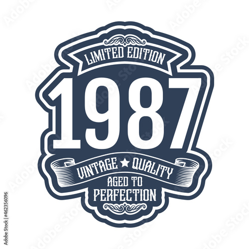 vintage 1987 Aged to perfection, 1987 birthday typography design for T-shirt