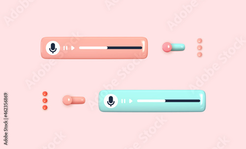 Scroll bar for the player. Set of realistic 3d design objects. Vector illustration