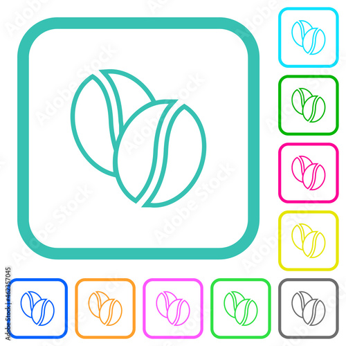 Coffe beans outline vivid colored flat icons