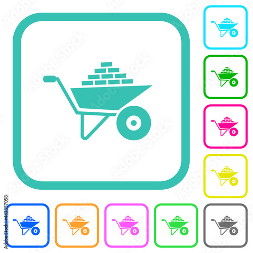 Packed wheelbarrow vivid colored flat icons
