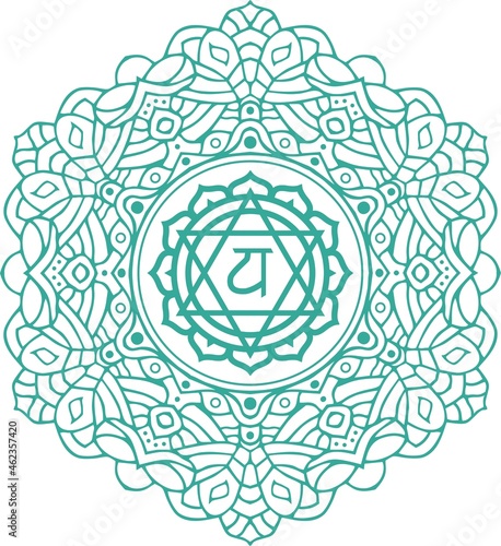 Spiritual symbol round ornament anahata chakra