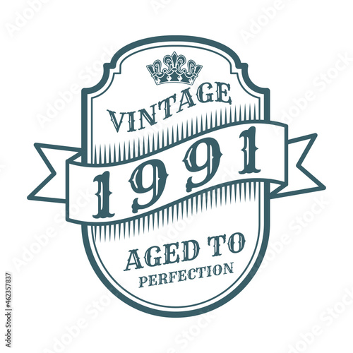 vintage 1991 Aged to perfection, 1991 birthday typography design for T-shirt