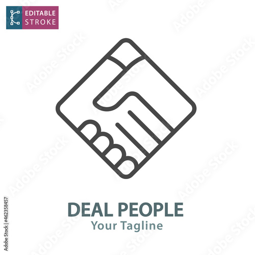 Deal people icon. Editable stroke.