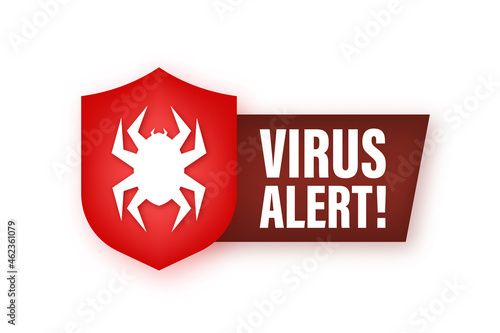 Danger symbol vector illustration. Virus protection. Computer virus alert. Safety internet technology, data secure. Neon icon