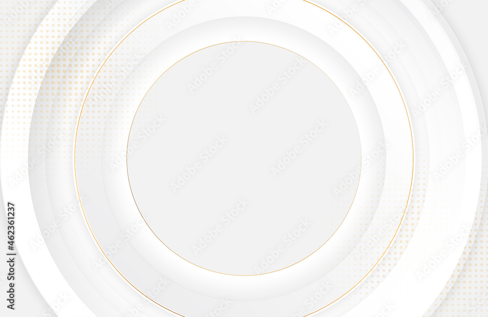 Modern minimal and clean white paper cut background with realistic circle shape . Elegant silver design for web, presentation, wallpaper Modern minimal and clean white paper cut background with realistic circle shape . Elegant silver design for web, presentation, wallpaper
