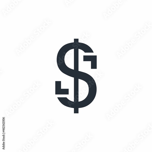 Dollar and left-right arrows.  Money Transfer Payment. Financial transactions logo design. Vector illustration isolated on white background.