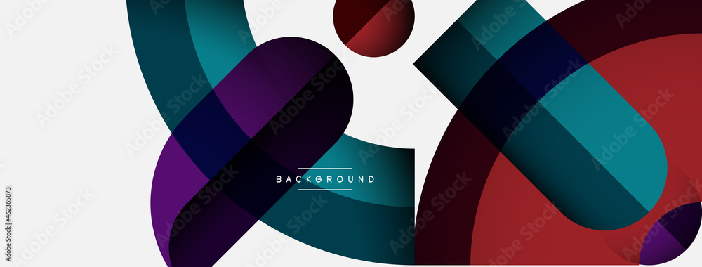 Fototapeta premium Geometric abstract background. Round shapes, circles, lines composition for wallpaper banner background or landing page