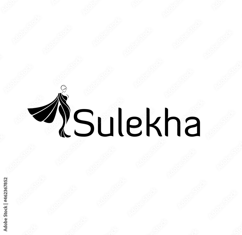 Fototapeta premium Sulekha saree logo with women saree figure.