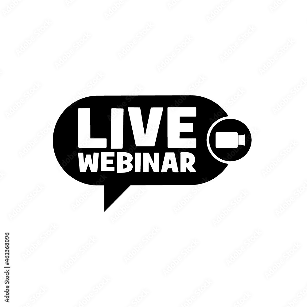 Obraz premium Live Webinar button with play icon isolated on white background
