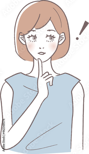 ポイントに気づいたシンプルな女性のベクターイラスト