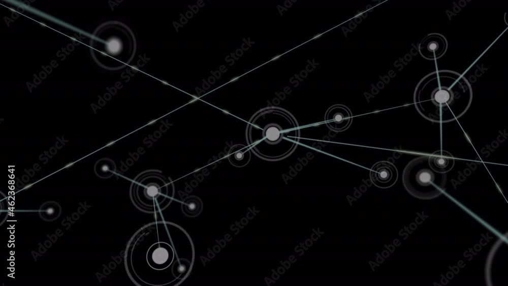 Digital animation of network of connections against black background Digital animation of network of connections against black background