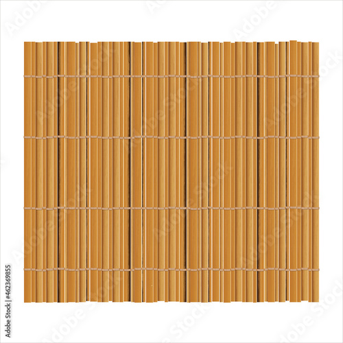Bamboo mat background for making sushi. Top view. Realistic texture makisu or curtain. Vector illustration.