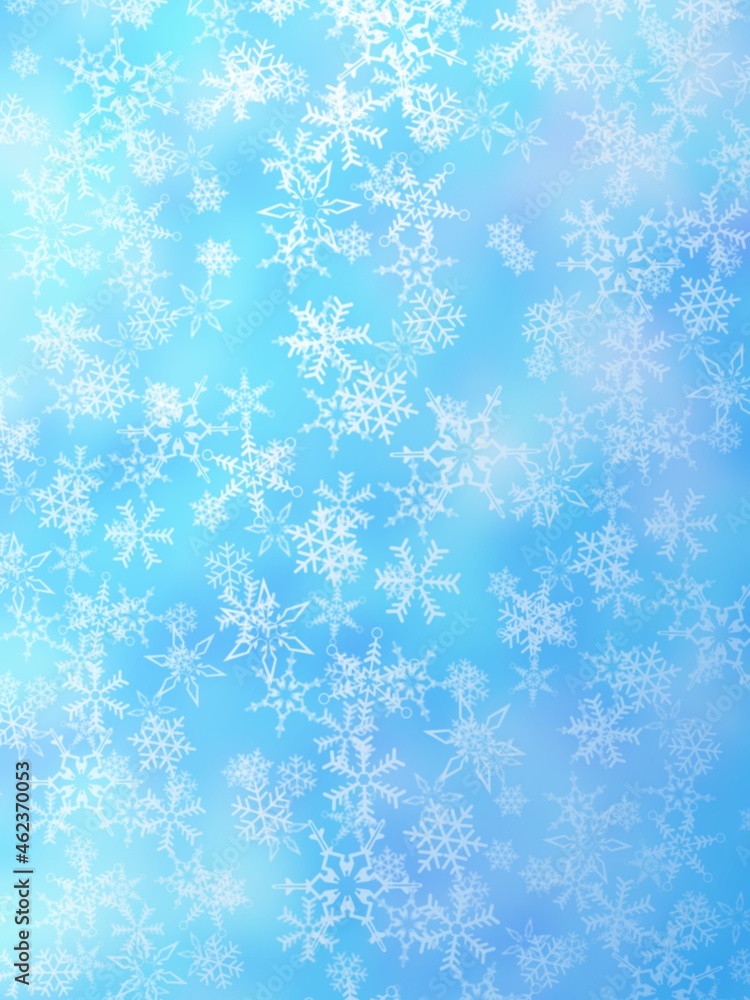 雪の結晶が画面いっぱいに広がる青色のイラスト 雪の結晶が画面いっぱいに広がる青色のイラスト