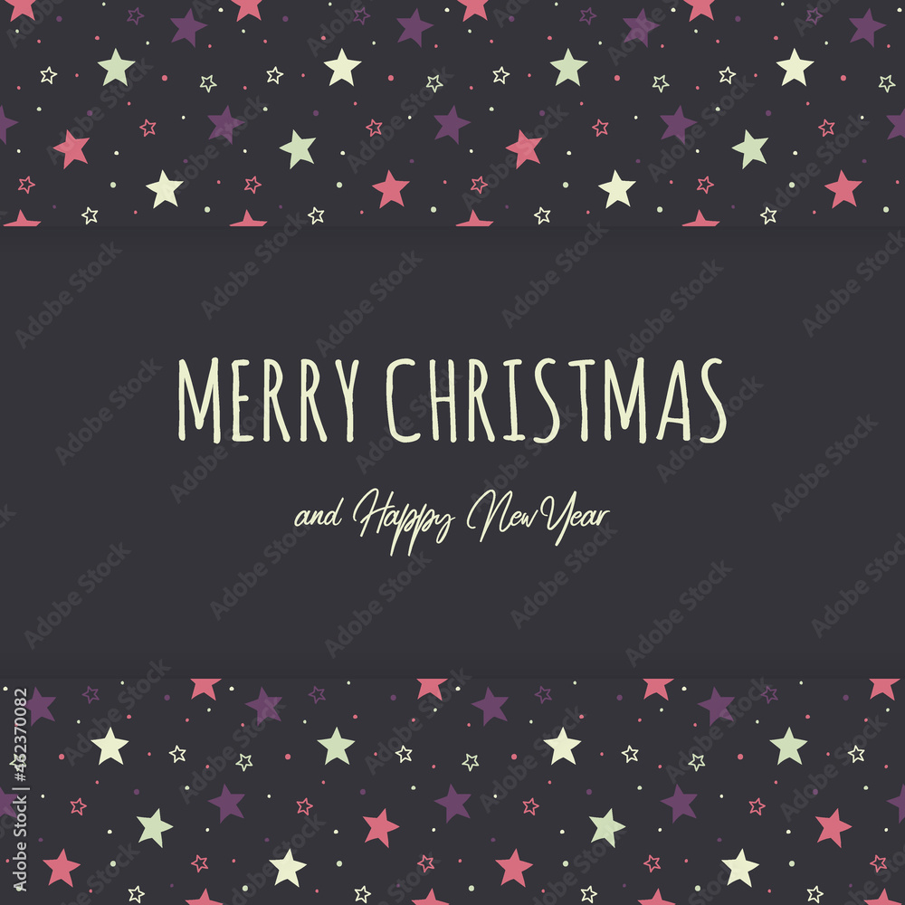 Design of a Christmas card with stars and wishes. Vector