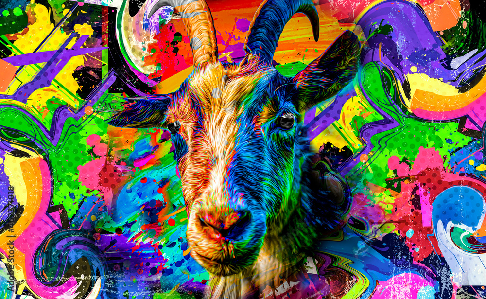 illustration of a goat color art