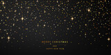 New year background. Shimmering golden particles on a dark background. Holiday greetings vector illustration