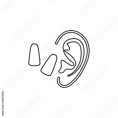 ear with earplug icon vector ear plugs sign