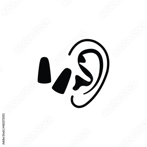 ear with earplug icon vector ear plugs sign