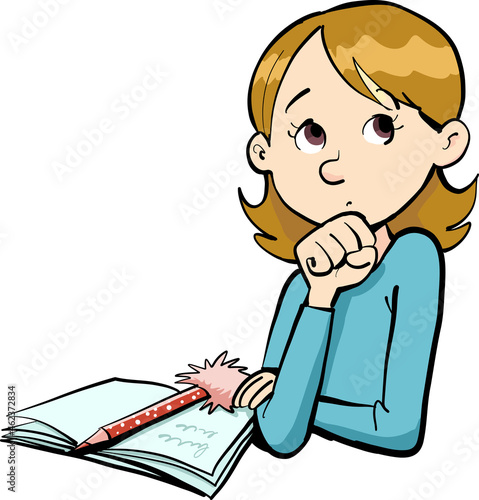 girl is waiting for inspiration to write